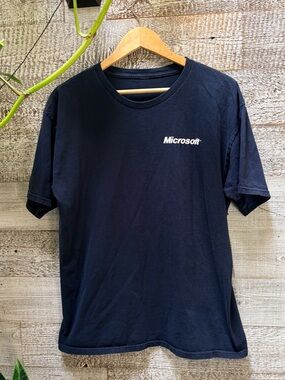 Microsoft | Vintage Exchange Server Tech Promo Nerdy T-Shirt - L/XL, Navy